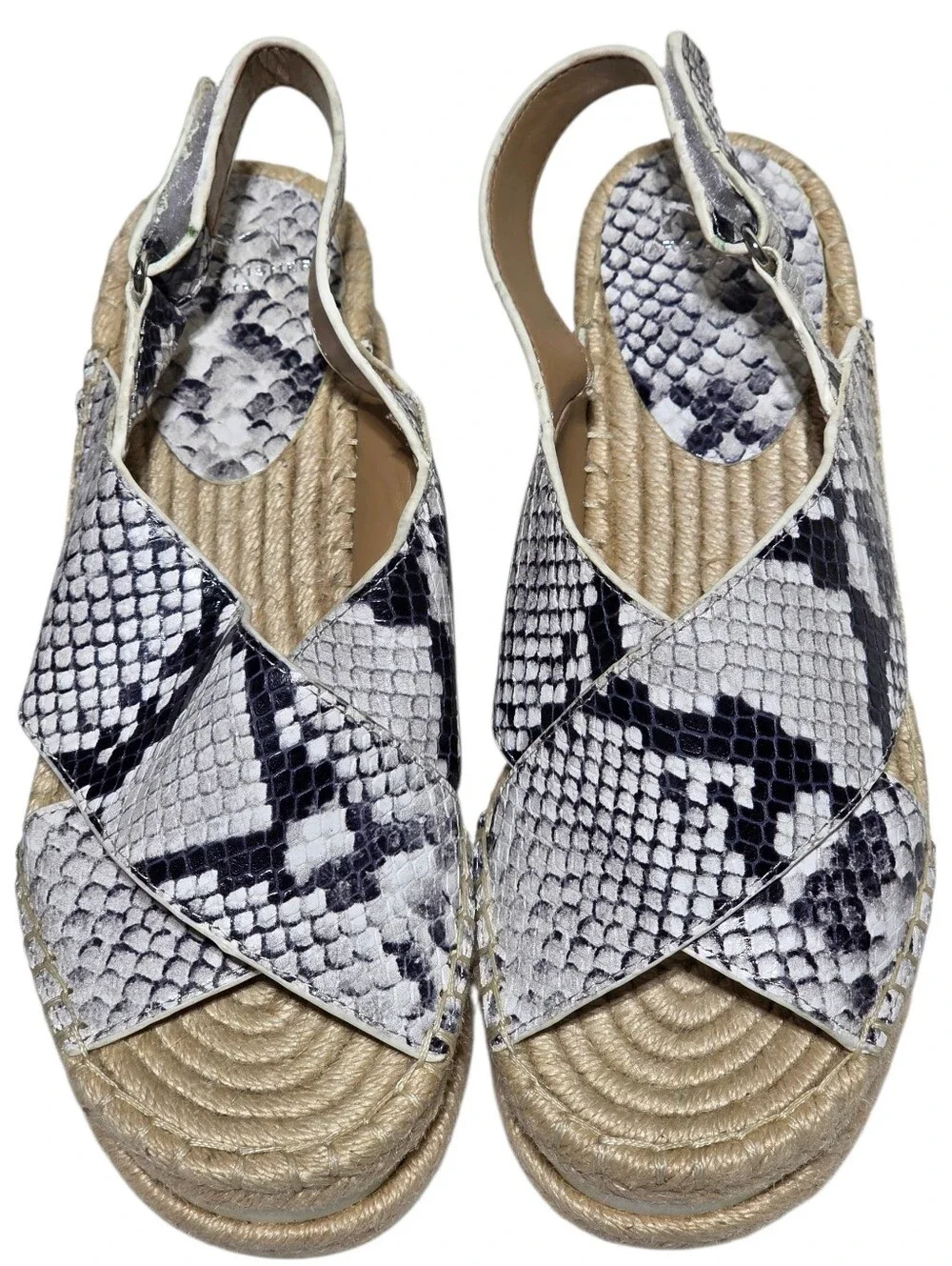EUC MARC FISHER GANDY SNAKESKIN PLATFORM ESPADRILLE SANDALS SZ 6